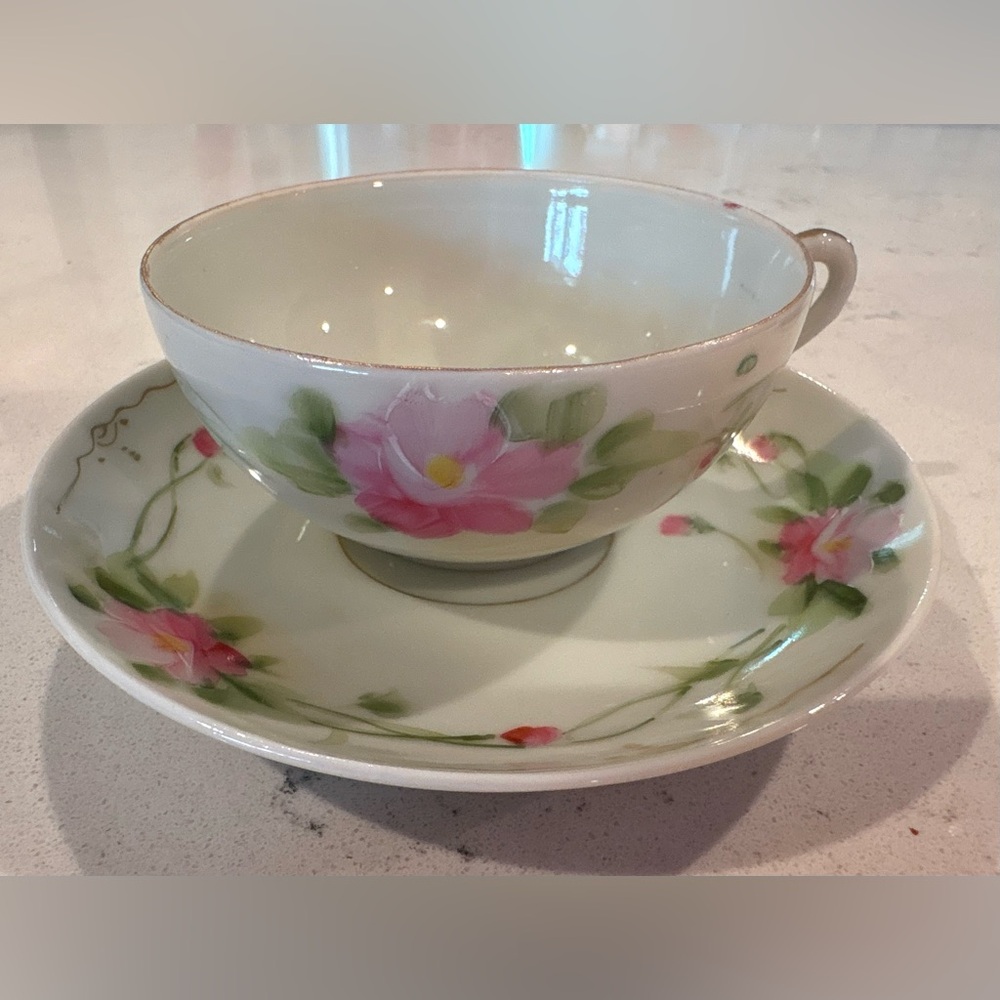 Vintage Japan “Taiyo” Floral Teacup & Saucer Set
